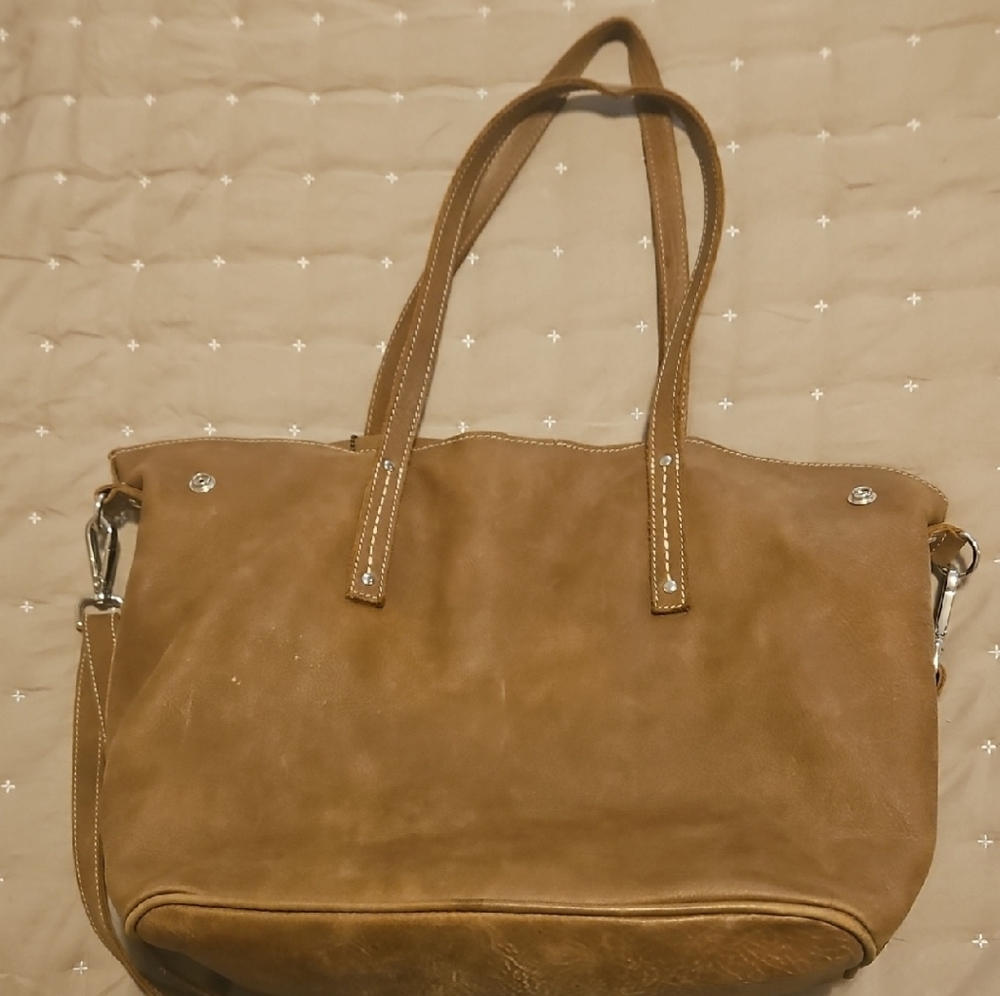 Elegant Tan Leather Tote Bag